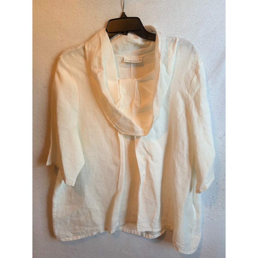 Bryn‎ Walker White 100% Linen Cowl Neck Oversize Lightweight Top Blouse M